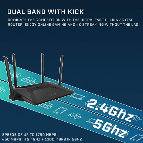  [아마존베스트]D-Link AC1750 Wifi Router  Smart Dual Band  MU-Mimo  Powerful Dual Core Processor  Blazing Fast Wi-Fi for Gaming and 4K Streaming (DIR-867-US)