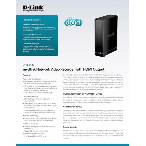  D-Link Systems DNR-312L mydlink NVR with HDMI Output (Black)