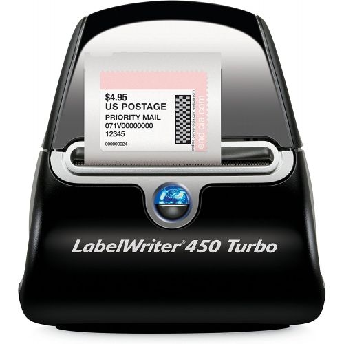  [아마존베스트]DYMO LabelWriter 450 Turbo Label Maker with Bonus LW White Address Labels, 1-1/8-In. x 3-3-1/2-In., Roll of 350