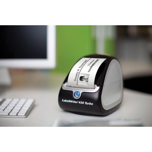  [아마존베스트]DYMO LabelWriter 450 Turbo Label Maker with Bonus LW White Address Labels, 1-1/8-In. x 3-3-1/2-In., Roll of 350