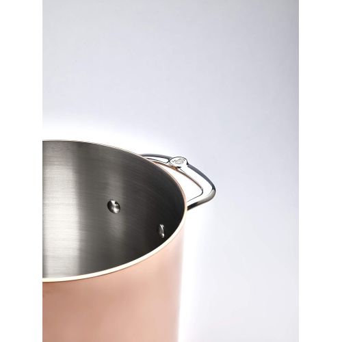  De Buyer PRIMA MATERA Round Copper Stainless Steel Stockpot 8-Inch with lid