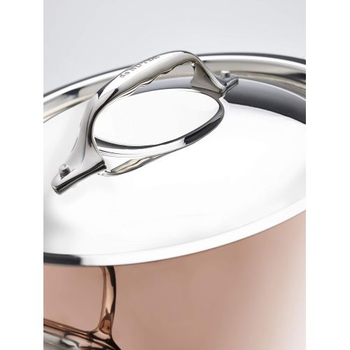  De Buyer PRIMA MATERA Round Copper Stainless Steel High Stewpan 9.5-Inch with lid