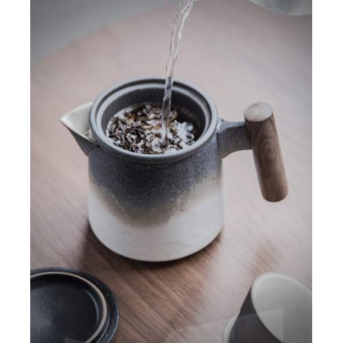  Visit the DehuaYao Store DeahuaYao Ceramic black mug tea pot with Wooden handle in 2 Colors with Tea Strainer (Black)