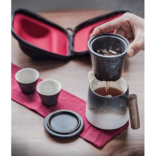  Visit the DehuaYao Store DeahuaYao Ceramic black mug tea pot with Wooden handle in 2 Colors with Tea Strainer (Black)