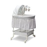 Visit the Delta Children Store Simmons Kids Deluxe Gliding Bedside Bassinet - Portable Crib with Activity Mobile Arm Featuring Spinning Toys, Vibration, Calming Nightlight and Music, Seaside