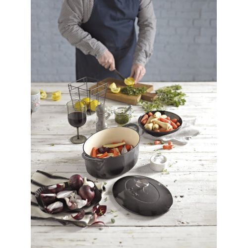 덴비 Denby Halo Cast Iron 3.8 L Shallow Casserole, Gray, Medium