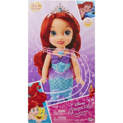 디즈니 Visit the Disney Princess Store Disney Princess Ariel Doll The Little Mermaid Sing & Shimmer Toddler Doll, Princess Ariel Sings Part of Your World When You Press Her Jeweled Necklace [Amazon Exclusive]