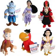 Visit the Disney Store Aladdin Six Piece Bean Bag Set with Aladdin, Jasmine, Iago, Genie, Jafr and Abu