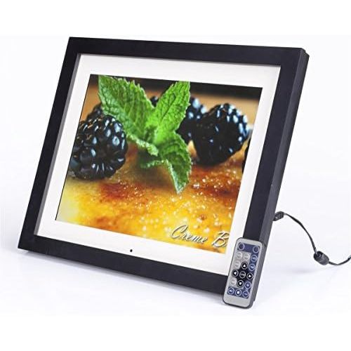  Visit the Displays2go Store 15 Digital Photo Frame with Mat, LCD Screen with 4:3 Aspect Ratio for Slideshow Presentations, Built-in Speakers, 2 GB of Memory, Easel Back for Tabletop Use - Authentic Wood Frame