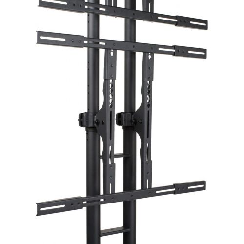  Displays2go, 93h Dual Flat-Panel TV Mount for Monitors Between 32 to 65, Wheeled Base, Steel Construction, Black (MBCTRWBKTX2)