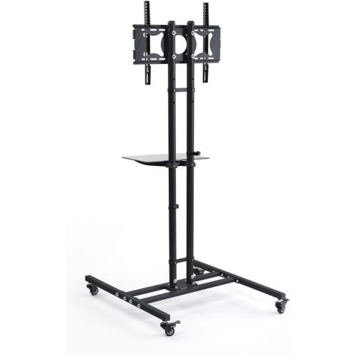  Displays2go LTTVS325BK Mobile TV Stand for 32 to 50 Inches Flat-screen Monitors with Height-Adjustable Glass Shelf and Mounting Bracket