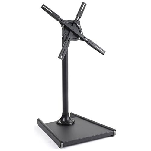  Displays2go Floor Stand for Flat-Screen Monitor, Black Metal Bracket with Weighted Base, Rolling Wheels, LCD TV Rack for 27” to 60” Screens  Perfect for Lobbies!