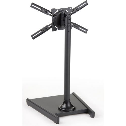  Displays2go Floor Stand for Flat-Screen Monitor, Black Metal Bracket with Weighted Base, Rolling Wheels, LCD TV Rack for 27” to 60” Screens  Perfect for Lobbies!