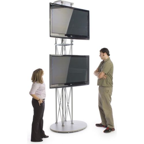  Displays2go Aluminum Truss 10 Foot Tall TV Stand for (2) 50 inch Monitors - Silver