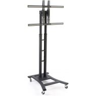 Displays2go Mobile LCD Display Stand for a 32 to 65 inch Flat Panel Monitor, Height-Adjustable with Tilting Bracket - Black