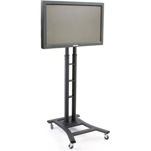  Displays2go Mobile LCD Display Stand for a 32 to 65 inch Flat Panel Monitor, Height-Adjustable with Tilting Bracket - Black