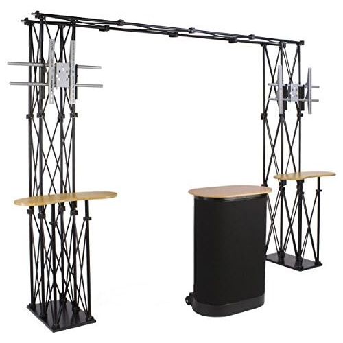  Displays2go Portable Trade Show Display, 134 x 93 x 24-Inch, With Brackets For Two 60-Inch Flat Panel TVs, And A Rolling Case