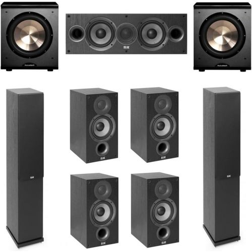  Elac Debut 2.0-7.2 System with 2 F5.2 Floorstanding Speakers, 1 C5.2 Center Speaker, 4 B5.2 Bookshelf Speakers, 2 BICAcoustech Platinum Series PL-200 Subwoofers