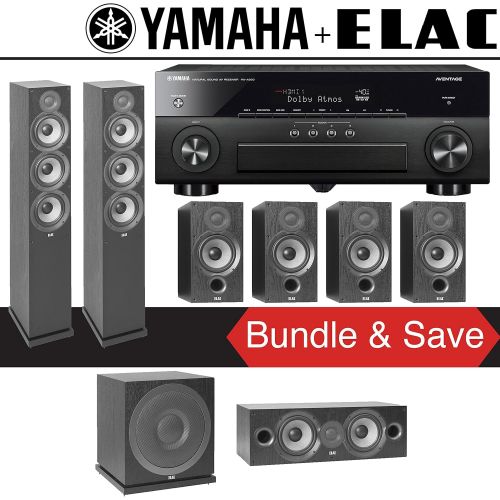  Elac F6.2 Debut 2.0 7.1-Ch Home Theater Speaker System with Yamaha AVENTAGE RX-A880 7.2-Channel 4K Network AV Receiver