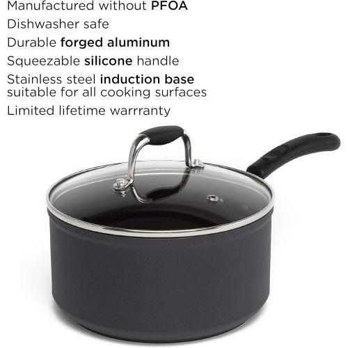  Ecolution Symphony Non-Stick 8 Piece Heavy Forged Aluminum PFOA Free Cookware Set, Slate