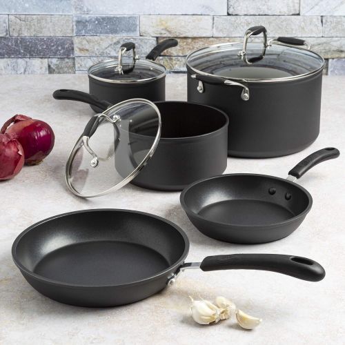  Ecolution Symphony Non-Stick 8 Piece Heavy Forged Aluminum PFOA Free Cookware Set, Slate