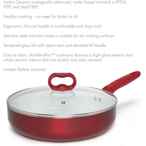  Ecolution EBCAW-1208 Bliss Ceramic Cookware, Set-8 Piece, Red