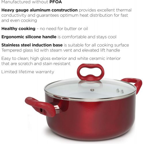  Ecolution EBCAW-1208 Bliss Ceramic Cookware, Set-8 Piece, Red