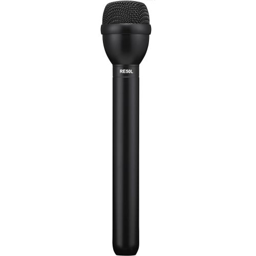  Electro-Voice RE50L Handheld Interview Omnidirectional Broadcast Microphone with Long Handle, 80-13000Hz, 9.5 Long, Semi-Gloss Black Finish