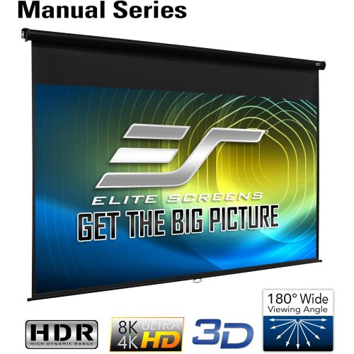  Elite Screens Manual Series, 100-INCH 16:9, Pull Down Manual Projector Screen with AUTO LOCK, Movie Home Theater 8K  4K Ultra HD 3D Ready, 2-YEAR WARRANTY, M100XWH