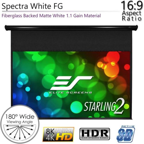  Elite Screens Starling Tab-Tension 2, 100 16:9, 12 Drop, Tensioned Electric Motorized Projector Screen, STT100UWH2-E12