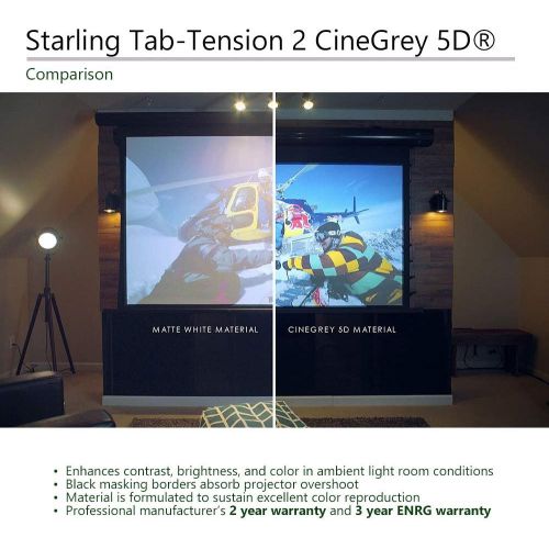  Elite Screens Starling Tab-Tension 2, 100 16:9, 12 Drop, Tensioned Electric Motorized Projector Screen, STT100UWH2-E12