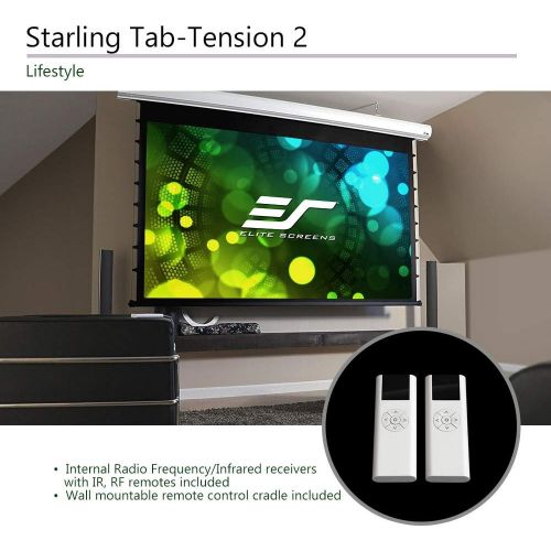  Elite Screens Starling Tab-Tension 2, 100 16:9, 12 Drop, Tensioned Electric Motorized Projector Screen, STT100UWH2-E12