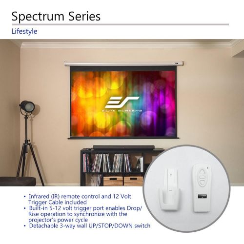  Elite Screens Starling Tab-Tension 2, 100 16:9, 12 Drop, Tensioned Electric Motorized Projector Screen, STT100UWH2-E12