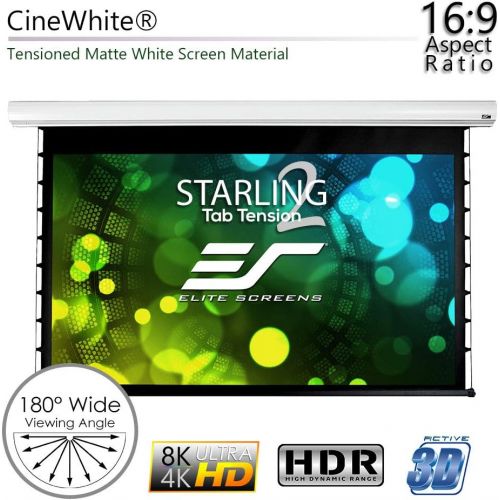  Elite Screens Starling Tab-Tension 2, 100 16:9, 12 Drop, Tensioned Electric Motorized Projector Screen, STT100UWH2-E12