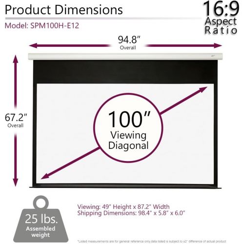  Elite Screens Starling Tab-Tension 2, 100 16:9, 12 Drop, Tensioned Electric Motorized Projector Screen, STT100UWH2-E12