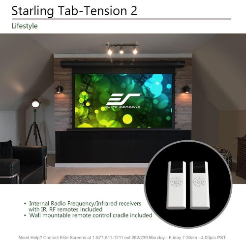  Elite Screens Starling Tab-Tension 2, 100 16:9, 12 Drop, Tensioned Electric Motorized Projector Screen, STT100UWH2-E12