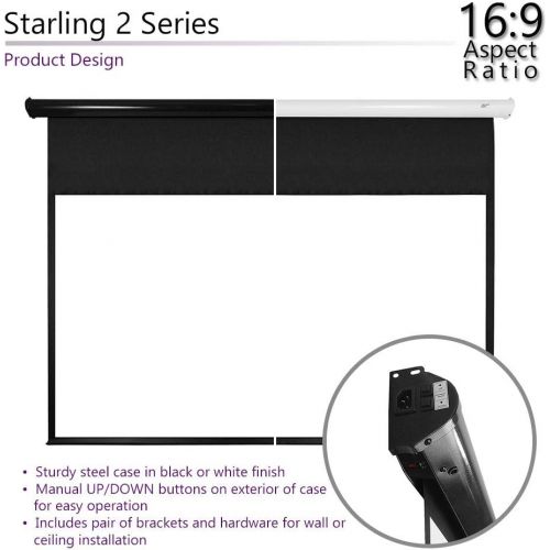  Elite Screens Starling Tab-Tension 2, 100 16:9, 12 Drop, Tensioned Electric Motorized Projector Screen, STT100UWH2-E12