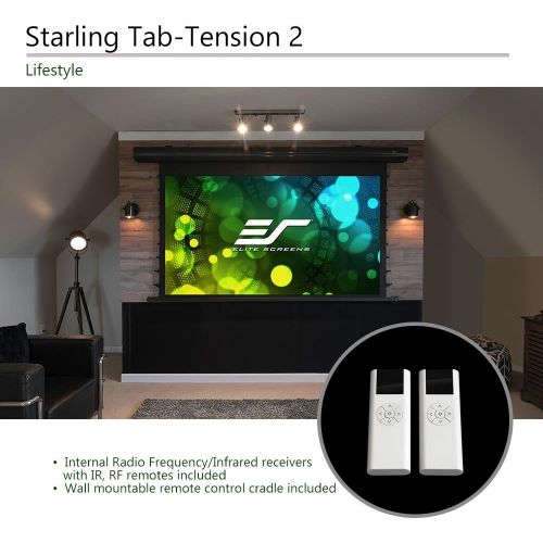  Elite Screens Starling Tab-Tension 2, 100 16:9, 12 Drop, Tensioned Electric Motorized Projector Screen, STT100UWH2-E12