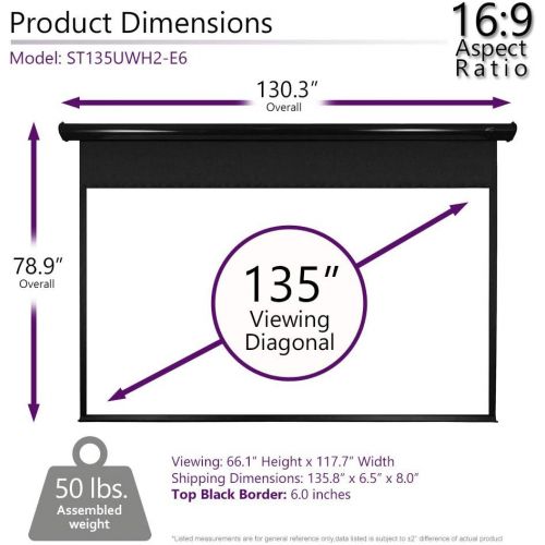  Elite Screens Starling Tab-Tension 2, 100 16:9, 12 Drop, Tensioned Electric Motorized Projector Screen, STT100UWH2-E12