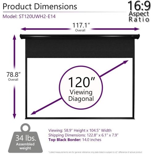  Elite Screens Starling Tab-Tension 2, 100 16:9, 12 Drop, Tensioned Electric Motorized Projector Screen, STT100UWH2-E12