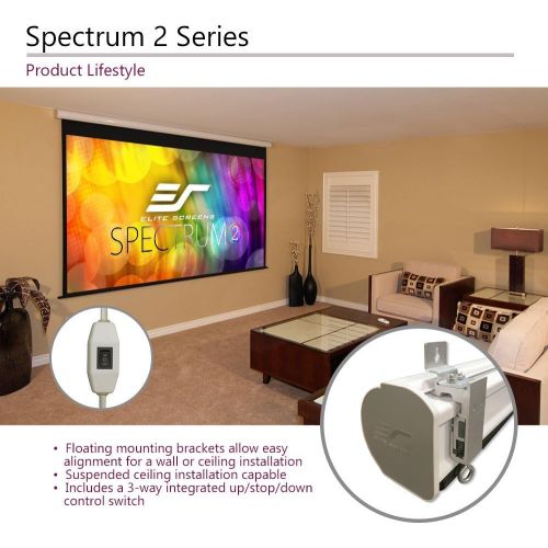  Elite Screens Starling Tab-Tension 2, 100 16:9, 12 Drop, Tensioned Electric Motorized Projector Screen, STT100UWH2-E12