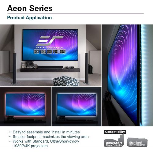 비보 Visit the Elite Screens Store Elite Screens Aeon Series, 120-inch 16:9, 8K / 4K Ultra HD Home Theater Fixed Frame EDGE FREE Borderless Projector Screen, CineWhite Matte White Front Projection Screen, AR120WH2