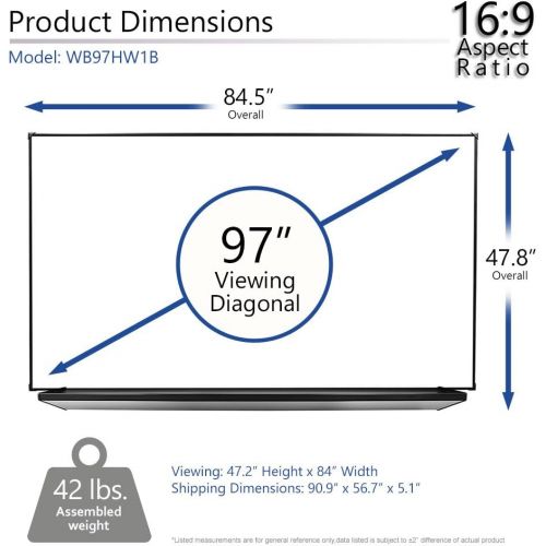  Elite Screens WhiteBoardScreen TE Series, 97-inch 16:9, Dry Erase Magnetic White Board Projector Screen, WB97HW1