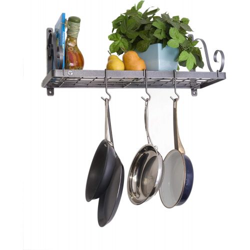  Enclume Decor Bookshelf Wall Pot Rack, Hammered Steel