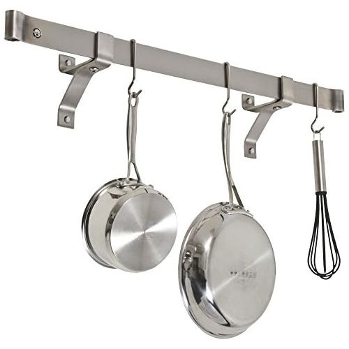  Enclume Premier 36-Inch Rolled End Bar, Wall or Ceiling, Pot Rack, Use with Wall Brackets or Captain Hooks, Stainless Steel