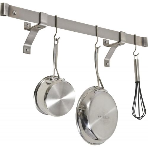  Enclume Premier 36-Inch Rolled End Bar, Wall or Ceiling, Pot Rack, Use with Wall Brackets or Captain Hooks, Stainless Steel