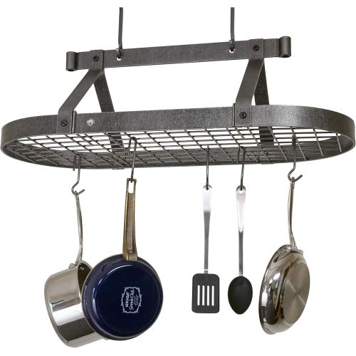  Enclume Premier 3-Foot Oval Ceiling Pot Rack, Hammered Steel