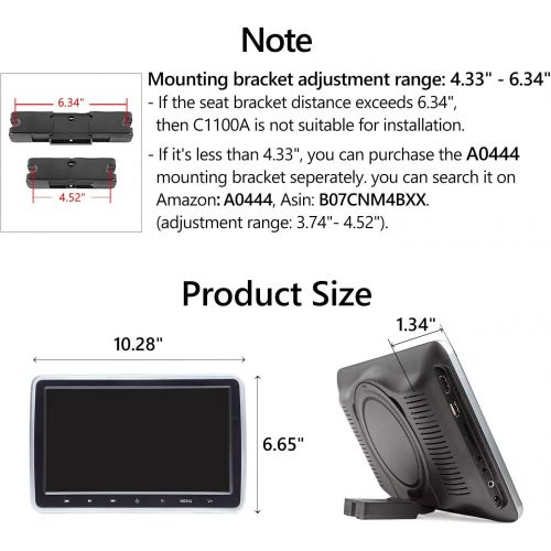  [아마존베스트]Eonon 2019 10.1 Inch Headrest Monitors, Dual Screen DVD Player Portable DVD Player for Kids Touch Screen Headrest DVD Player Digital Touch Button HDMI USB SD Port (Two Headrests-Bl