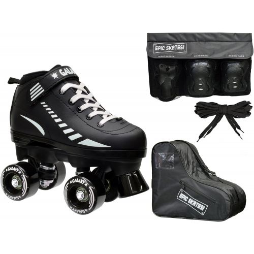  Epic Skates New 2016 Epic Galaxy Elite Black Quad Roller Skate 4 Pc. Bundle w Safety Pads & Bag!