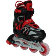 Epic Skates Drift Adjustable Inline Roller Skates WLED Light up Wheels, BlackRed, Youth 1-4
